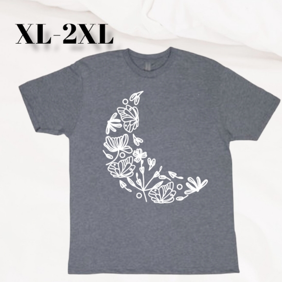 Flower Crescent Moon Tri-Blend Crew Tshirt XL-2XL - Picture 1 of 4